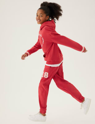 

M&S Collection Pantalón deportivo de algodón con texto (6-16 años) - Red, Red