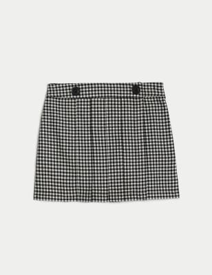 Cotton Blend Dogtooth Skirt (6-16 Yrs)