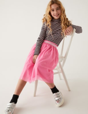 

Girls M&S Collection Midi Tulle Glitter Skirt (6-16 Yrs) - Pink, Pink