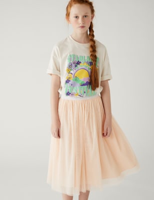 

Girls M&S Collection Midi Tulle Glitter Skirt (6-16 Yrs) - Peach, Peach