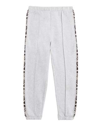 

Girls M&S Collection Cotton Rich Zebra Side Stripe Joggers (6-16 Yrs) - Grey Marl, Grey Marl
