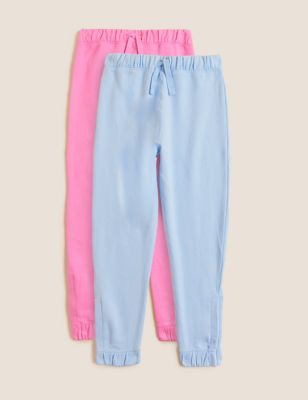 Marks And Spencer Girls M&S Collection 2pk Adaptive Cotton Rich Joggers (2-16 Yrs) - Multi