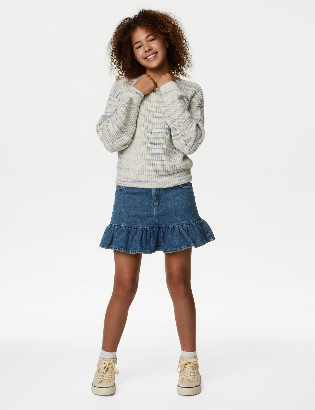 Denim Frill Skirt (6-16 Yrs) image 1