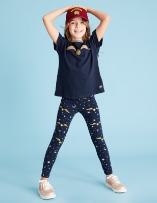 Leggings en coton à motif vif d'or Harry Potter™ (du 6 au 16 ans) - Navy