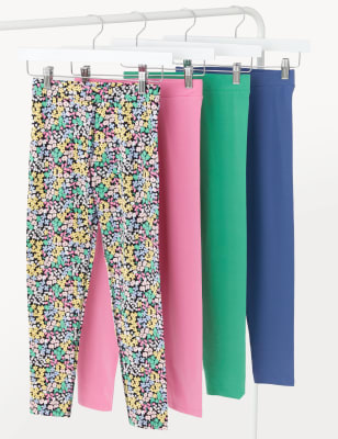 

M&S Collection Adaptive - 4er-Pack Leggings mit hohem Baumwollanteil (2-16 J.) - Pink, Pink