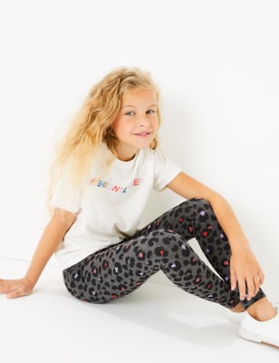 Leggings en coton &agrave; imprim&eacute; l&eacute;opard (du 3 au 16&nbsp;ans)