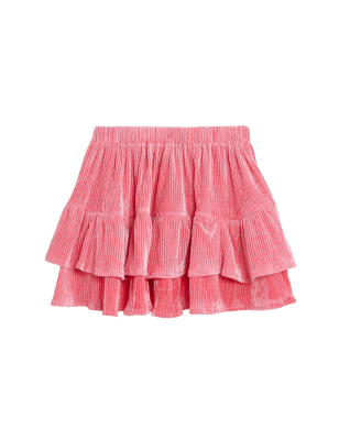 

M&S Collection Rock aus Samt mit Volant (6-16 J.) - Pink, Pink