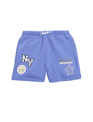 

M&S Collection Pantalón corto de algodón con insignia (6-16 años) - Purple, Purple