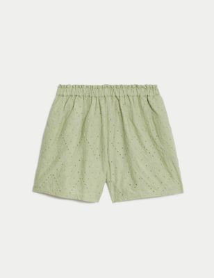 Pure Cotton Broderie Shorts (6-16 Yrs)