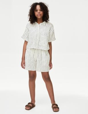Pure Cotton Striped Shorts (6-16 Yrs) - LU