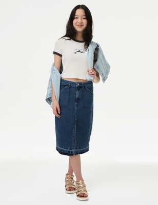 

M&S Collection Falda denim a media pierna (6-16 años) - Med Blue Denim, Med Blue Denim