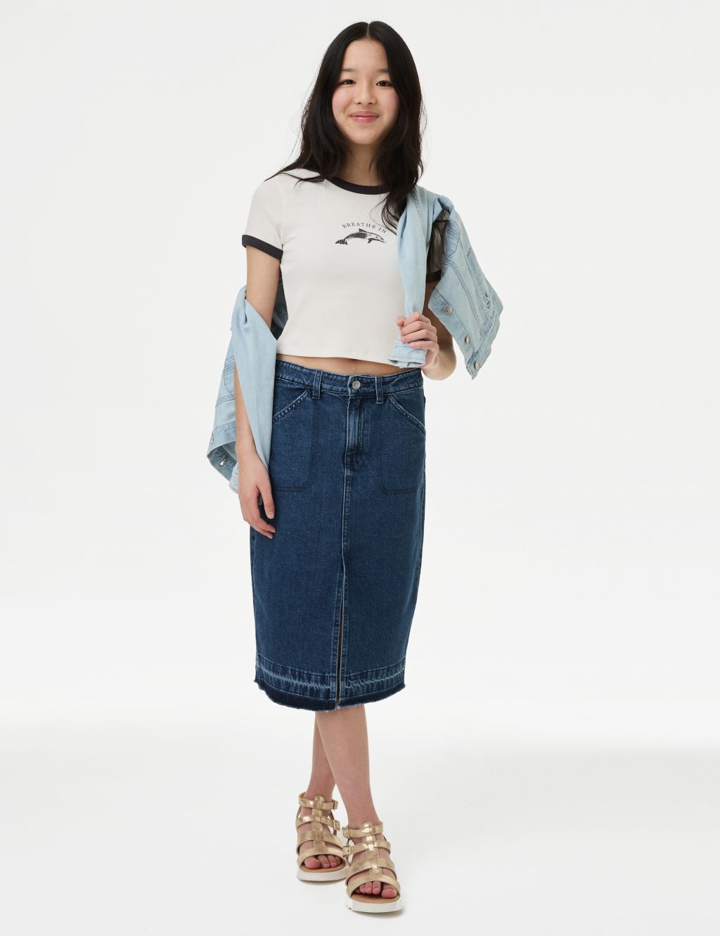 Midi Denim Skirt (6-16 Yrs)
