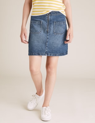 Cyber Lime 2020 Mini High Waist Denim Skirt