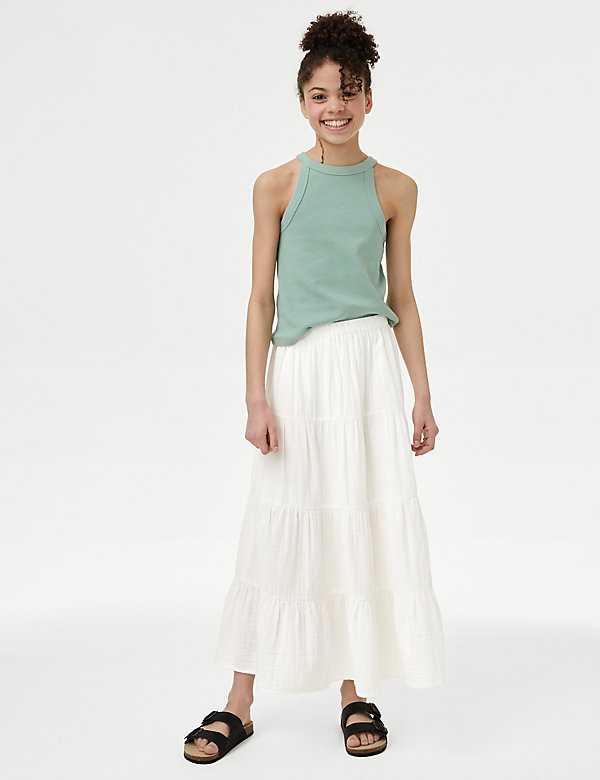 Pure Cotton Elasticated Waist Skirt (6-16 Yrs) - NZ