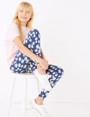 

Girls Cotton Rich Daisy Print Leggings (6-16 Yrs) - Blue Mix, Blue Mix