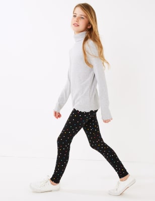 Cotton Rich Heart Print Leggings (6-16 Yrs) - TW