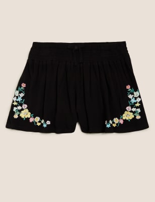 Embroidered Floral Shorts
