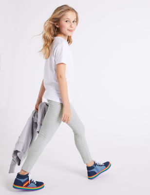 Marks & Spencer Grey Leggings with Stretch (3-16 Yrs) - Grey Marl - 4-5 Years