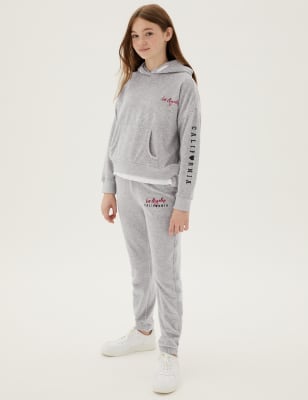 

M&S Collection Jogginghose mit hohem Baumwollanteil und Schriftzug (6-16 Jahre) - Grey Marl, Grey Marl