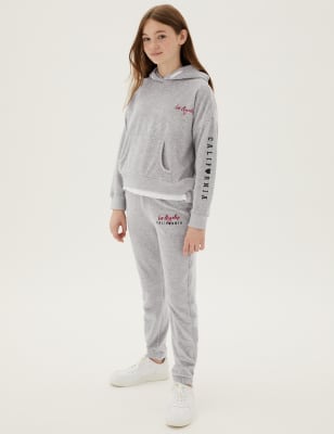 

Girls M&S Collection Cotton Rich Slogan Joggers (6-16 Yrs) - Grey Marl, Grey Marl