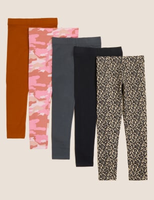 

M&S Collection Pack de 5 leggings de algodón con estampado de animales (6-16 años) - Multi, Multi