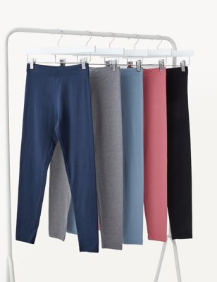 Marks And Spencer Girls M&S Collection 5pk Cotton Rich Leggings (6-16 Yrs) - Multi, Multi