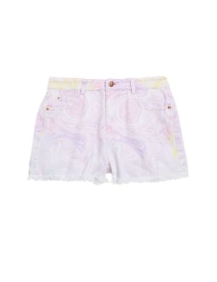 Girls M&S Collection Denim Marble Print Shorts (6-16 Yrs) - Pink Mix