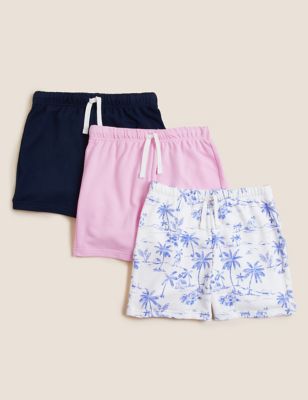 

Girls M&S Collection 3pk Cotton Rich Plain & Palm Print Shorts (6 - 16 Yrs) - Multi, Multi