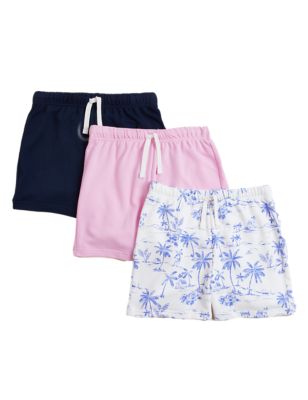 

Girls M&S Collection 3pk Cotton Rich Plain & Palm Print Shorts (6 - 16 Yrs) - Multi, Multi