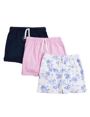 

Girls M&S Collection 3pk Cotton Rich Plain & Palm Print Shorts (6 - 16 Yrs) - Multi, Multi