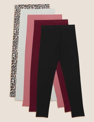 Marks And Spencer Girls M&S Collection 5pk Cotton Rich Leggings (6-16 Yrs) - Multi