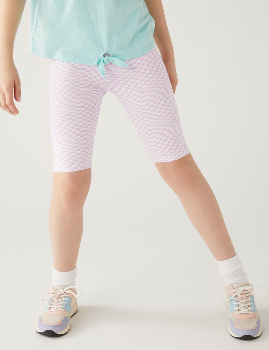 Cotton Rich Checkerboard Cycling Shorts (6-16 Yrs) image 3