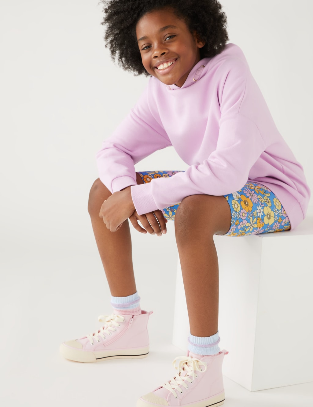 Cotton Rich Floral Cycling Shorts (6-16 Yrs) image 2