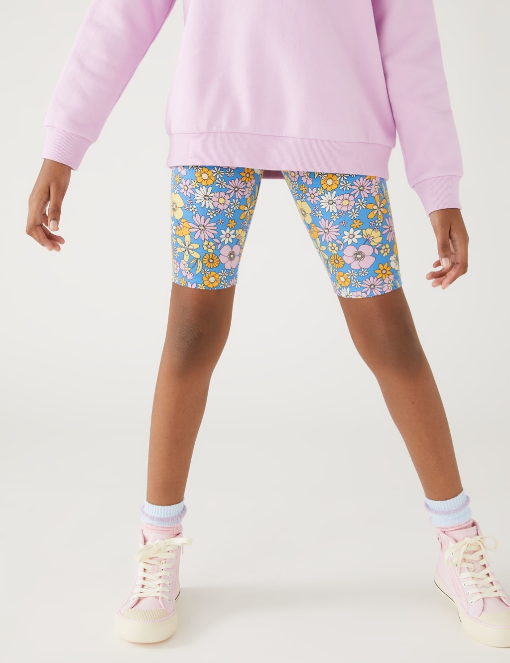 Cotton Rich Floral Cycling Shorts (6-16 Yrs) image 3
