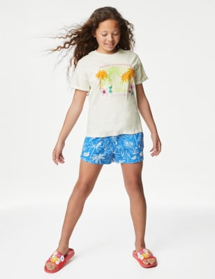 

Girls M&S Collection Pure Cotton Tropical Shorts (6-16 Yrs) - Blue, Blue