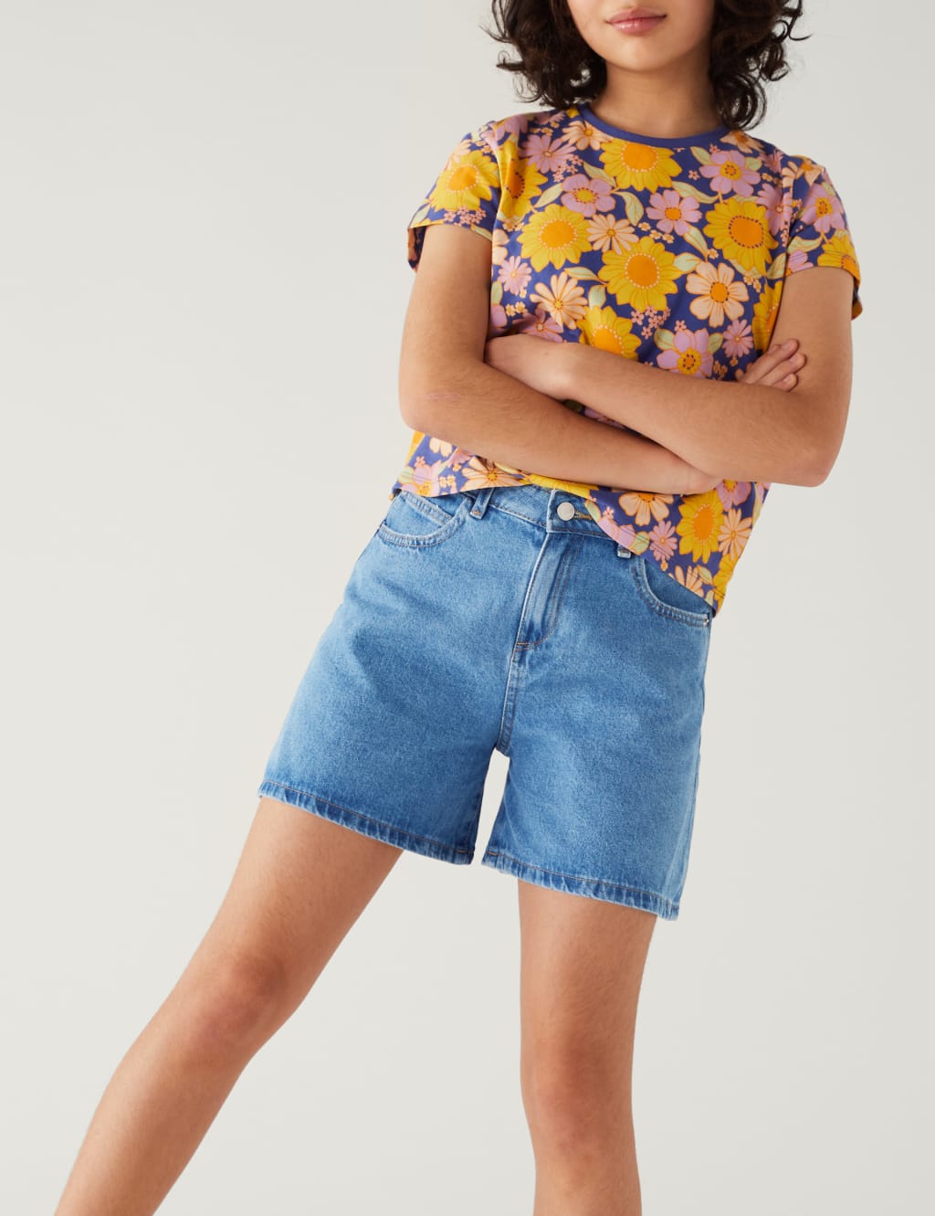 Mom Denim Shorts (6-16 Yrs) image 2