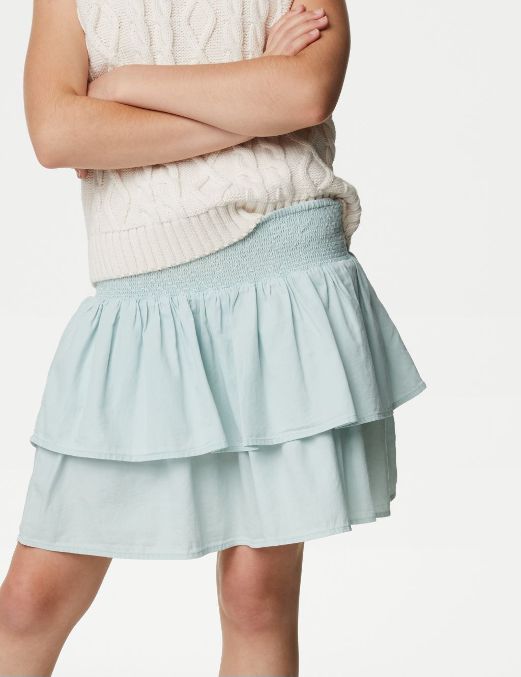 Pure Cotton Shirred Skirt (6-16 Yrs) image 3