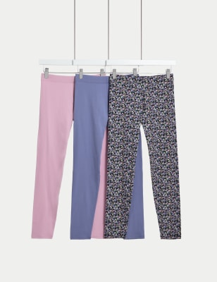 Cotton Rich Floral Leggings (6-16 Yrs), M&S Collection