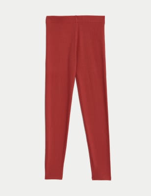 

M&S Collection Leggings mit hohem Baumwollanteil und Rippenmuster (6-16 J.) - Red, Red