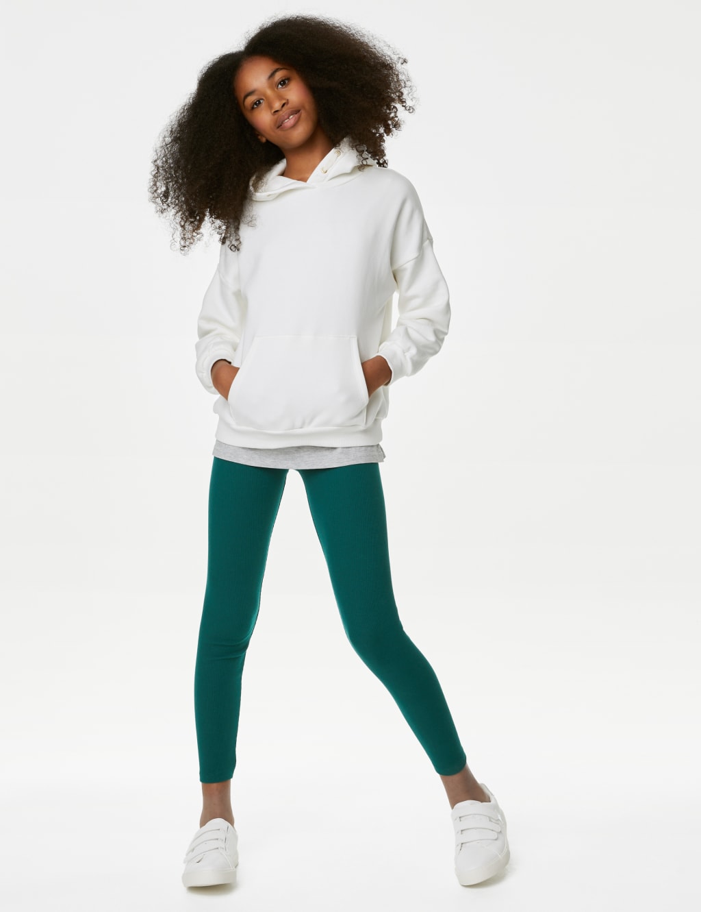 Cotton Rich Ribbed Leggings (6-16 Yrs) image 1