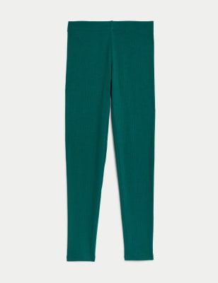 

Girls M&S Collection Cotton Rich Ribbed Leggings (6-16 Yrs) - Green, Green