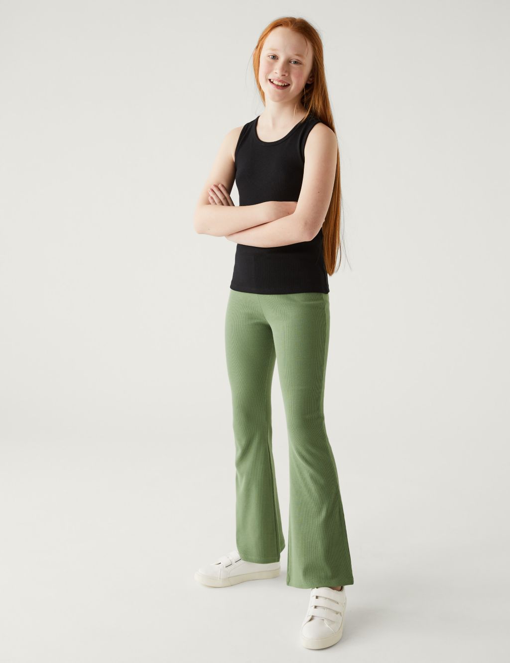 Cotton Rich Flared Ribbed Leggings (6-16 Yrs) image 1