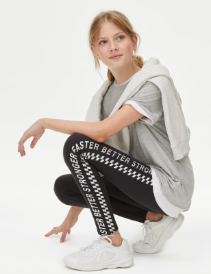 

Girls M&S Collection Cotton Rich Slogan Side Stripe Leggings (6-16 Yrs) - Charcoal Mix, Charcoal Mix