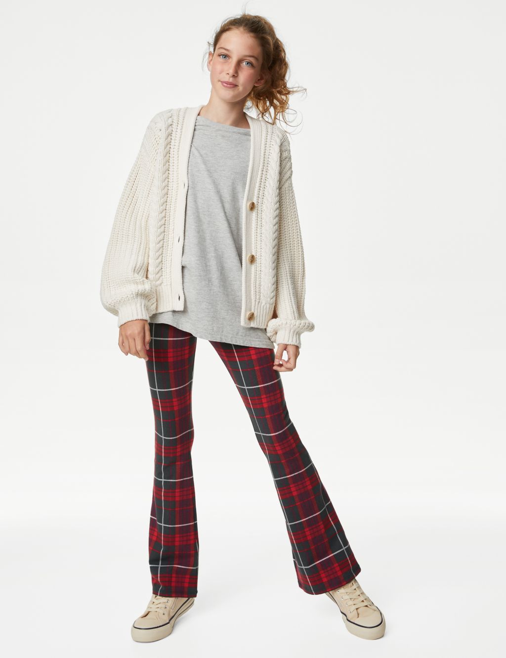 Cotton Rich Checked Flared Leggings (6-16 Yrs) image 1