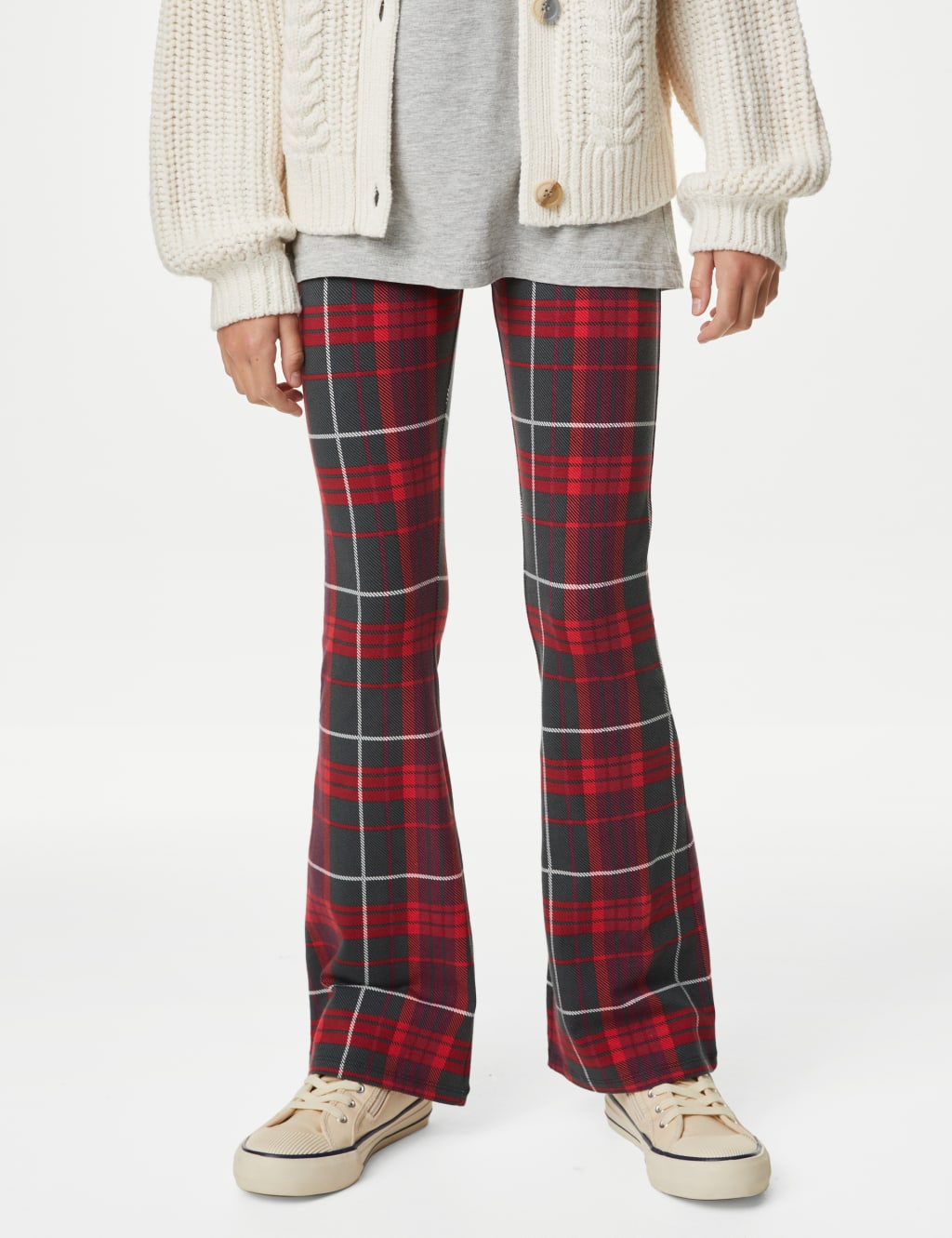 Cotton Rich Checked Flared Leggings (6-16 Yrs) image 3