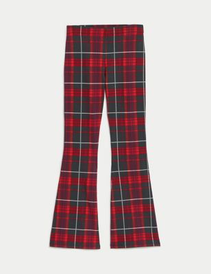 Cotton Rich Checked Flared Leggings (6-16 Yrs)