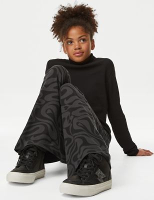 

Girls M&S Collection Cotton Rich Checked Flared Leggings (6-16 Yrs) - Black Mix, Black Mix