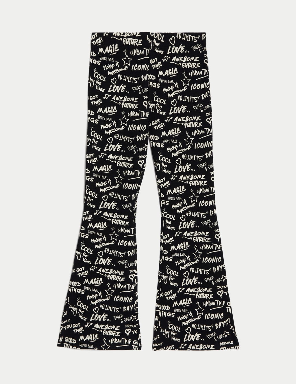 Cotton Rich Slogan Print Flared Leggings (6-16 Yrs) image 2