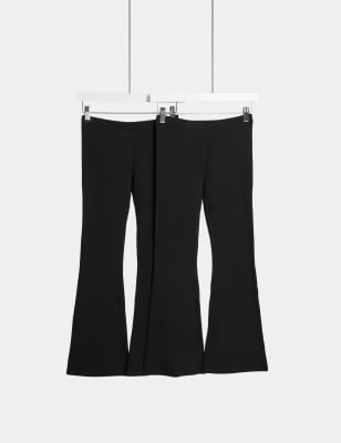 

Girls M&S Collection 2pk Cotton Rich Flared Leggings (6-16 Yrs) - Black, Black