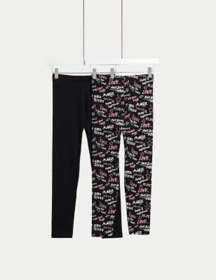 2pk Cotton Rich Patterned Leggings (6-16 Yrs) - SA